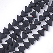 Spray Painted Non-magnetic Synthetic Hematite Beads Strands, Triangle, Black, 6x7x3.5mm, Hole: 0.8mm, about 66~70pcs/strand, 15.1 inch~16.3 inch(G-T116-15-17)