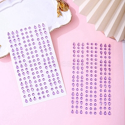 Acrylic Rhinestone Stickers, Gems Crystal Decorative Decals for Kid's Art Craft, Flat Round & Teardrop, Medium Orchid, 160x90mm(PW-WG81745-05)