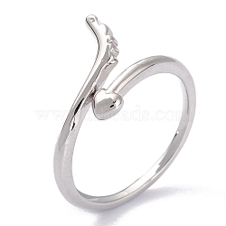 Brass Cuff Rings, Open Rings, Wing & Heart, Platinum, US Size 4, Inner Diameter: 14.9mm(RJEW-P020-03P)