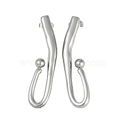 304 Stainless Steel Stud Earrings, Left and Right, Stainless Steel Color, 36.5x17mm(EJEW-Z075-07P)