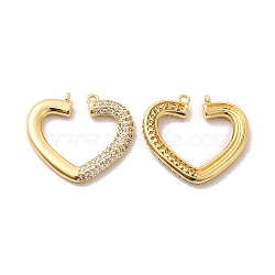 Brass Micro Pave Cubic Zirconia Pendants, Heart Charm, Golden, Clear, 21.5x23.5x2.5mm, Hole: 1.5mm(KK-A180-07G-02)