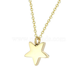 Star Stainless Steel Pendant Necklace, Urn Ashes Necklaces for Men Women, Golden, 19.69 inch(50cm)(PW-WG9E3BB-02)