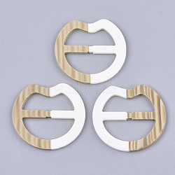 Rubberized Style Acrylic Slide Buckles, Webbing Belts Buckles, Clothing Decorations, Geometry, White, 52x54.5x3.5mm(OACR-T020-029C)
