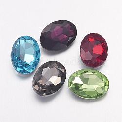 Glass Pointed Back Rhinestone, Back Plated, Faceted, Oval, Mixed Color, 10x14x4mm(RGLA-Q011-10x14mm-M)