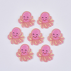PVC Plastic Cabochons, with Glitter Powder, Octopus, Pink, 26x25x2mm(KY-R016-13)