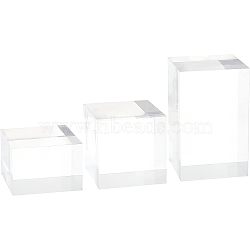 3Pcs 3 Style Acrylic Display Stand, for Model Toy Display Square Rectangle, Clear, 5~5.1x5~5.1x2.9~8.1cm, 1pc/style(ODIS-OC0001-34)