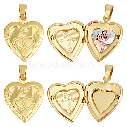 6Pcs Brass Locket Pendants, Photo Frame Pendants for Necklaces, Long-Lasting Plated, Heart, Real 18K Gold Plated, 21x17x4mm, Hole: 5x3.5mm, 10x9mm Inner Diameter(KK-BBC0015-51)
