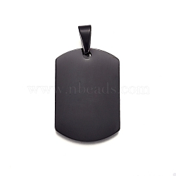 304 Stainless Steel Pendants, Stamping Blank Tag, Rectangle, Gunmetal, 35x23x1.5mm, Hole: 10x4.5mm(STAS-I135-34B)