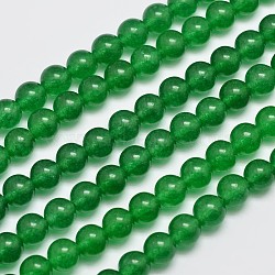 Natural & Dyed Malaysia Jade Bead Strands, Round, Green, 8mm, Hole: 1.0mm, about 48pcs/strand, 15 inch(G-A146-8mm-A06)