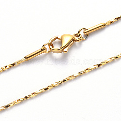 PVD Vacuum Plating 304 Stainless Steel Coreana Chain Necklace, with Lobster Claw Clasp, Real 18K Gold Plated, 19.68 inch(50cm)x1mm(NJEW-S420-006B-G)