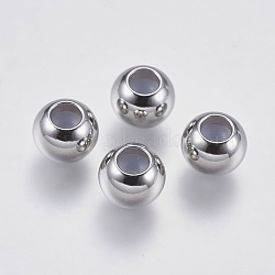 304 Stainless Steel Beads, with Rubber Inside, Slider Beads, Stopper Beads, Rondelle, Stainless Steel Color, 8x6mm, Hole: 1mm(X-STAS-F139-062P-8mm)