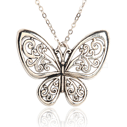 Tibetan Style Alloy Butterfly Pendants, Antique Silver, 48x58x3mm, Hole: 3x5mm(TIBE-M001-153)