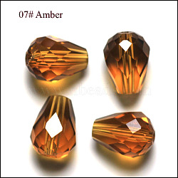 Imitation Austrian Crystal Beads, Grade AAA, K9 Glass, Faceted, Drop, Goldenrod, 8x10mm, Hole: 0.9~1mm(SWAR-F062-10x8mm-07)