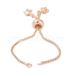 Brass Slider Bracelets Making, Rack Plating, Long-Lasting Plated, Rose Gold, Star, 4-3/4 inch(12cm), Hole: 1.2mm(KK-F891-17RG-01)