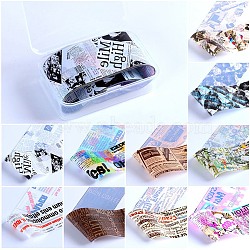 10 Style Transfer Foil Nail Art Stickers, Nail Decals, DIY Nail Tips Decoration for Women, Word, 50x4cm, 10sheets/box, Box: 8.6x5.6x2.45cm(X-MRMJ-F012-04C)