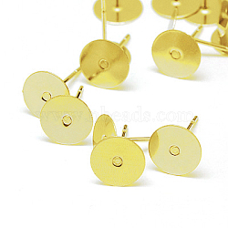 304 Stainless Steel Stud Earring Findings, Golden, Pin: 0.7mm, 12x8mm(STAS-E025-3G)