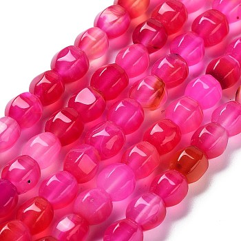 Natural Agate Beads Strands, Dyed & Heated, Fig Shaped, Cerise, 9x8x8mm, Hole: 1.2mm, about 38pcs/strand, 13.66~13.98''(34.7~35.5cm)