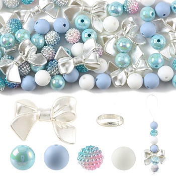 40Pcs 2 Styles Imitation Pearl Acrylic Beads, with 20Pcs Silicone Beads, 10Pcs ABS Plastic Imitation Pearl Beads and Brass Bead Frame, Mixed Color, 12mm, Hole: 1.5mm, about 200pcs/bag