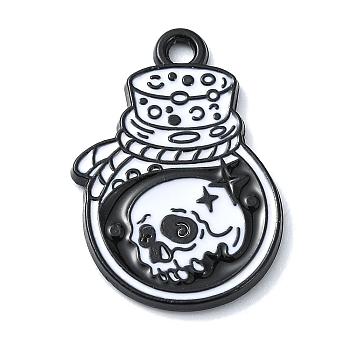 Halloween Theme Alloy Enamel Pendants, Black, Bottle Charm, Skull, 23.5x15x1.5mm, Hole: 2mm