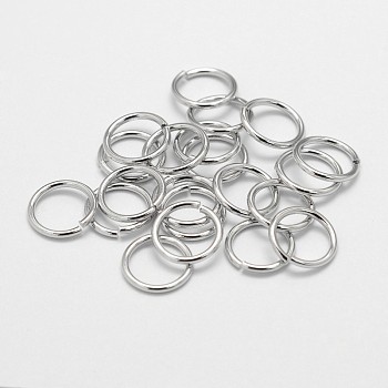 Brass Jump Rings, Open Jump Rings, with Smooth Joining Ends, Cadmium Free & Nickel Free & Lead Free, Platinum, 10x1mm, 18 Gauge, Inner Diameter: 8mm, Hole: 8mm, about 2631pcs/500g