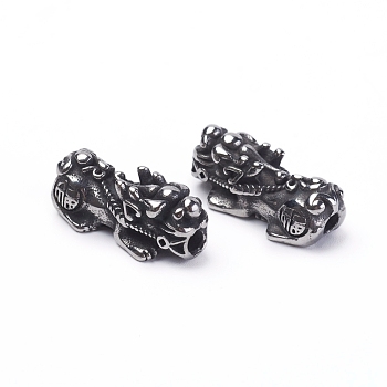 304 Stainless Steel Beads, Pi Xiu, Antique Silver, 25.5x12x10.5mm, Hole: 3.5mm