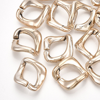 UV Plating ABS Plastic Linking Rings, Quick Link Connectors, For Curb Chains Making, Unwelded, Twist, Rose Gold, 20.5x20x9.5mm, Hole: 16x9.5mm