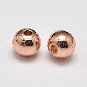 Rack Plating and Vacuum Plating Brass Round Spacer Beads, Cadmium Free & Lead Free, Rose Gold, 3mm, Hole: 1mm