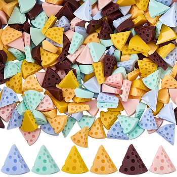 240Pcs 6 Colors Resin Cheese Shape Cabochons, Nail Art Decoration Accessories, Mixed Color, 9.5x9x3.5mm, 40pcs/color