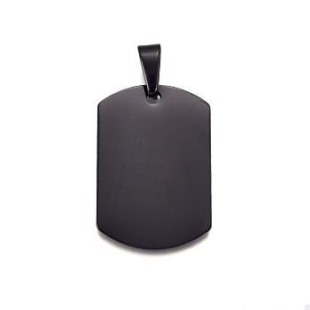 304 Stainless Steel Pendants, Stamping Blank Tag, Rectangle, Gunmetal, 35x23x1.5mm, Hole: 10x4.5mm