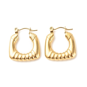 Ion Plating(IP) 304 Stainless Steel Chunky Rectangle Hoop Earrings for Women, Golden, 22x20mm, Pin: 0.8mm
