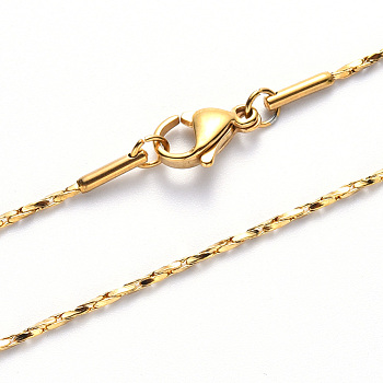 Vacuum Plating 304 Stainless Steel Coreana Chain Necklace, with Lobster Claw Clasp, Golden, 19.68 inch(50cm)x1mm