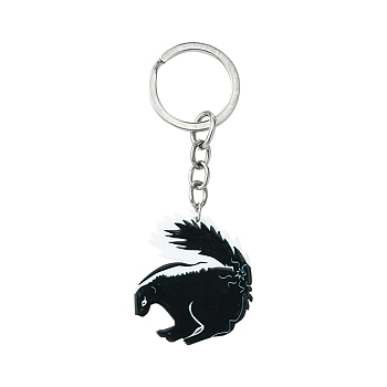 Arcylic Keychain, with Alloy Rings, Animal Themes, Wolf, 9.5cm