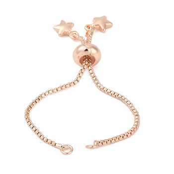 Brass Slider Bracelets Making, Rack Plating, Long-Lasting Plated, Rose Gold, Star, 4-3/4 inch(12cm), Hole: 1.2mm