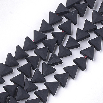 Spray Painted Non-magnetic Synthetic Hematite Beads Strands, Triangle, Black, 6x7x3.5mm, Hole: 0.8mm, about 66~70pcs/strand, 15.1 inch~16.3 inch
