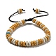 bracelet de perles tressées réglable en pierre de lave naturelle teint en disque(BJEW-G691-01A)-1
