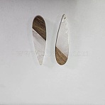 Transparent Resin & Walnut Wood Big Pendants, Cloud Effect, Teardrop Charms, White, 52.5x13.5x3.5mm, Hole: 1.8mm(RESI-TAC0021-129A)