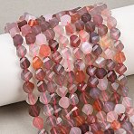 Natural Pink Botswana Agate Beads Strands, Faceted, Twist, 6~6.5x5x5mm, Hole: 1mm, about 58~61pcs/strand, 14.17''~14.69''(36~37.3cm)(G-P611-C07-01)