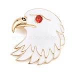 Eagle Enamel Pins, Alloy Rhinestone Lapel Pins for Backpack Clothes, Light Gold, White, 36.5x35.5mm(JEWB-P058-04G)