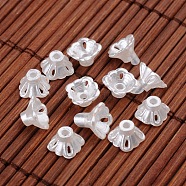 Flower Imitation Pearl Acrylic Bead Caps, White, 4.5x7mm, Hole: 2mm, about 276pcs/500g(X-OACR-L004-3090)