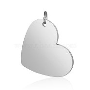 Tarnish Resistant 201 Stainless Steel Stamping Blank Tag Pendants, Manual Polishing, Heart, Stainless Steel Color, 19.5x25x1mm, Hole: 3.5mm(STAS-S105-T619-1)