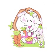 Easter Wood Big Pendants, Rabbit with Carrot Charm, Colorful, 90x80x2mm, Hole: 3.2mm(WOOD-I007-01A)