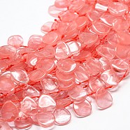 Cherry Quartz Glass Teardrop Beads Strands, Top Drilled Beads, 17x14x3mm, Hole: 1mm, about 25pcs/strand, 16 inch(G-E254-27B)
