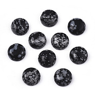Natural Snowflake Obsidian Cabochons, Half Round/Dome, 8x3~4mm(G-N326-59B)