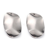 304 Stainless Steel Pendants, Oval, Stainless Steel Color, 25x15x3mm, Hole: 1.5mm(STAS-P282-05P)