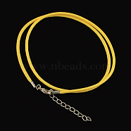 Waxed Cotton Cord Necklace Making, with Alloy Lobster Claw Clasps and Iron End Chains, Platinum, Yellow, 17.3 inch(MAK-S032-2mm-118)
