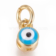 Brass Enamel Charms, Evil Eye, Golden, 4x4mm, Hole: 2mm(KK-L188-04C-G)