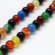 Natural Agate Beads Strands, Dyed & Heated, Round, 8~8.5mm, Hole: 1mm, about 48pcs/strand, 15.1 inch(G-F417-05-8mm)
