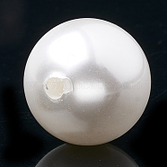 Eco-Friendly Plastic Beads, High Luster, Grade A, Half Hole/Drilled, Round, White, 25mm, Half Hole: 1.6mm(MACR-S295-25mm-01)