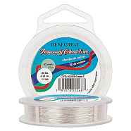 BENECREAT 3 Strands Copper Craft Wire, Long-Lasting Plated, Twisted Round, Silver, 26 Gauge, 0.4mm, about 50m/roll(CWIR-BC0008-0.4mm-S)