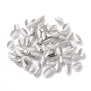 316 Surgical Stainless Steel Charms, Leaf, Stainless Steel Color, 7x3.5x1mm, Hole: 1mm(STAS-L203-52P)